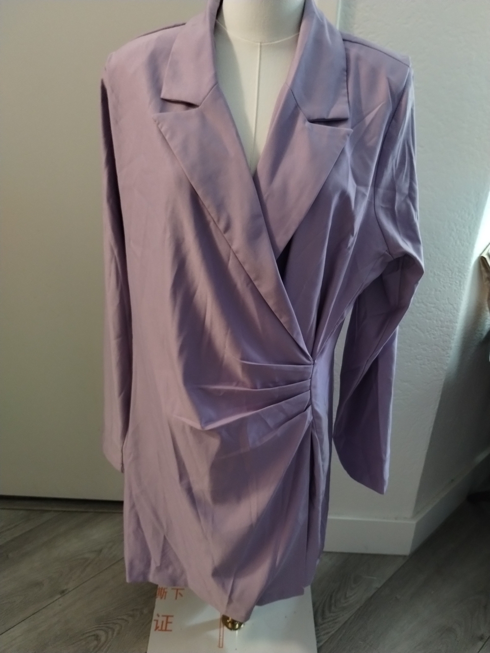 Fashion Nova Lavender Long-Sleeve Draped Wrap Dress